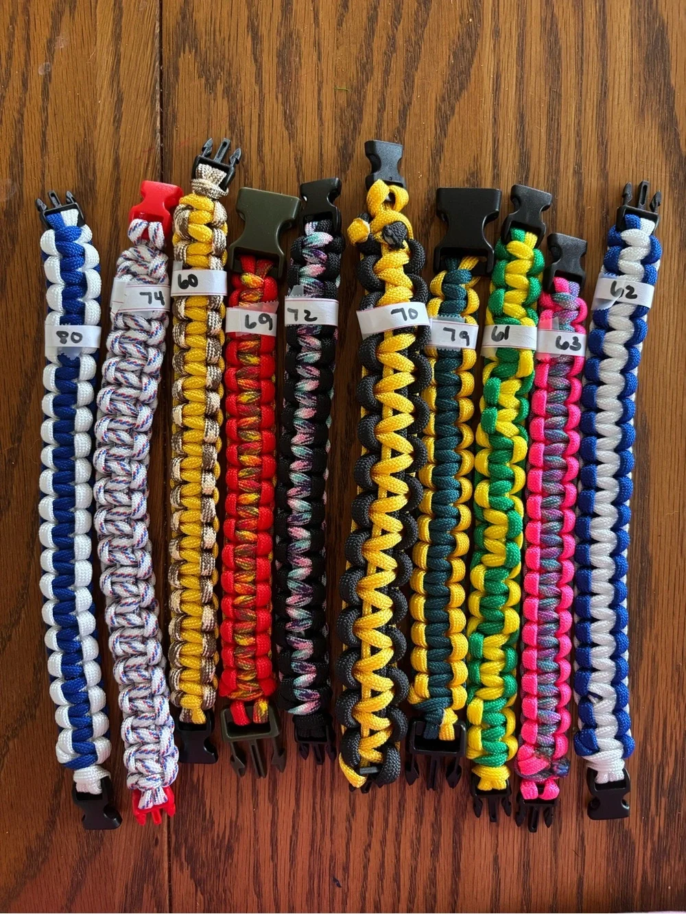 Colorful Paracord Bracelet - Assorted Colors $5 plus shipping